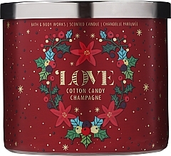 Fragrances, Perfumes, Cosmetics 3-Wick Scented Candle - Bath and Body Love Cotton Candy Champagne Scented Candle