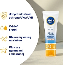 Mattifying Face Cream SPF50 - Nivea Sun UV Face Shine Control Mattifying Effect Medium Tinted Cream SPF50 — photo N4