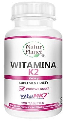 Dietary Supplement, 120pcs - Nature Planet Vitamin K2 — photo N1