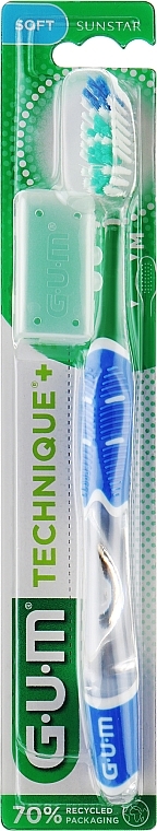 Toothbrush 'Technique+', soft, blue - G.U.M Soft Regular Toothbrush — photo N1