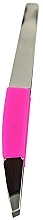 Beveled Tweezers "Neon Chic", 4107, pink - Donegal Slant Tip Tweezers — photo N1