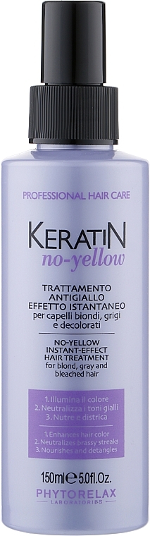 Anti-Yellow Mask Spray for Blonde Hair - Phytorelax Laboratories Keratin No-Yellow Instant Efect Hair Treatment — photo N1