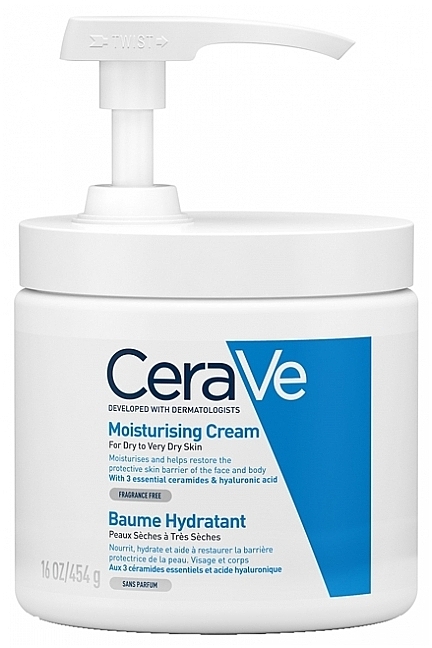 Moisturizing Face & Body Cream for Dry & Very Dry Skin with Pump - CeraVe Moisturising Cream — photo N1