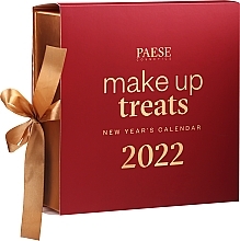 Fragrances, Perfumes, Cosmetics Set - Paese Make-up Treats New Year's Calendar 2022 (f/base/30ml + eye/palette/12g + eye/powder/5.3g + lipgloss/3.4ml + highlighter/6.5g + lipstick/4.3g + mascara/10.5ml + candle/70g)