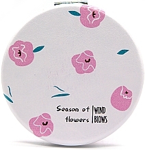 Fragrances, Perfumes, Cosmetics Round Cosmetic Mirror 'Flower', 24707, white with pink flowers - Omkara