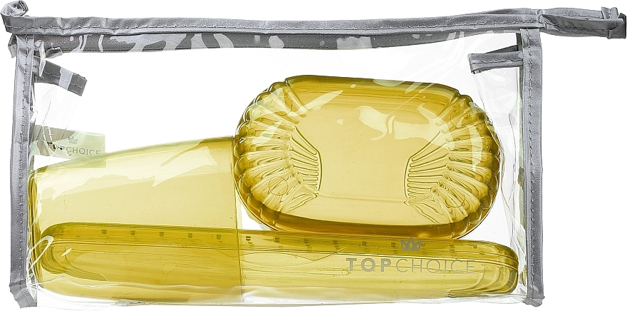 Toiletry Set41372, transparent yellow, grey bag - Top Choice Set (accessory/4pcs) — photo N1