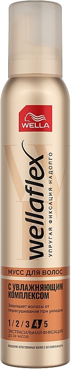 Moisturizing Complex Extra Strong Hold Hair Mousse - Wella Wellaflex HydroStyle Mousse — photo N1