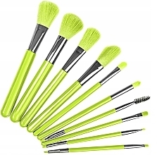 Neon-Green Makeup Brush Set, 10 pcs. - Beauty Design — photo N1