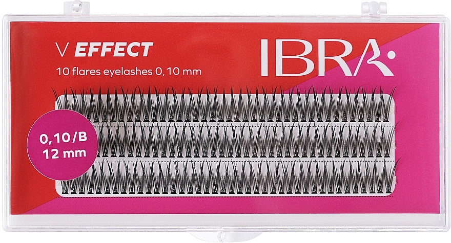 V Effect Lash Individuals B 0.10, 12 mm - Ibra 10 Flares Eyelash — photo N1