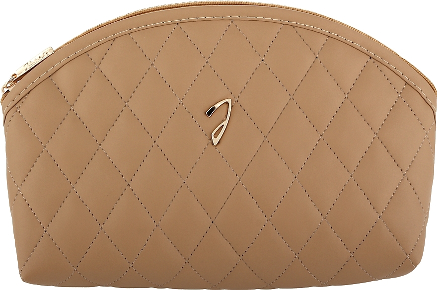 Quilted Makeup Bag, A6111VT CUO, brown - Janeke Medium quilted pouch, leather color — photo N1