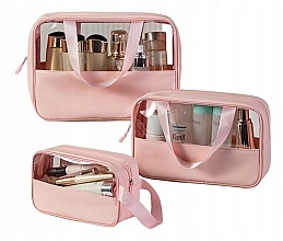 3-in-1 Cosmetic Bag Set, KS88, pink - Ecarla — photo N1