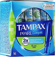 Tampons with Applicator, 16 pcs - Tampax Compak Pearl Super — photo N1