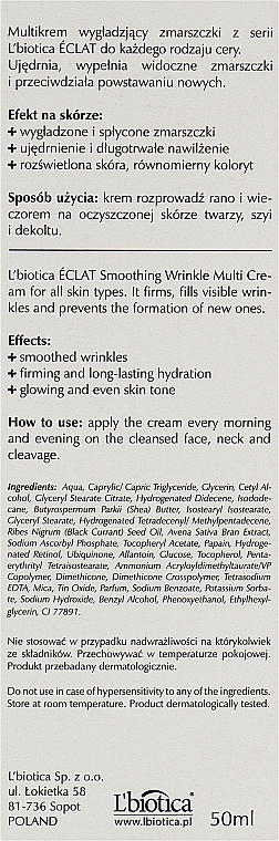 Anti-Wrinkle Face Cream - L'biotica Eclat Clow Cream — photo N4