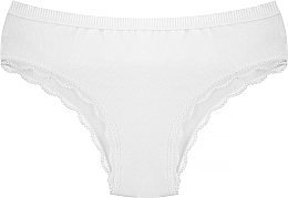 Cotton Brazilian Panties with Lace, white - Moraj — photo N1