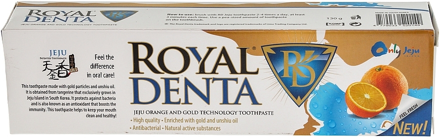 Gold & Unshiu Toothpaste - Royal Denta Jeju Orange And Gold Technology Toothpaste — photo N3