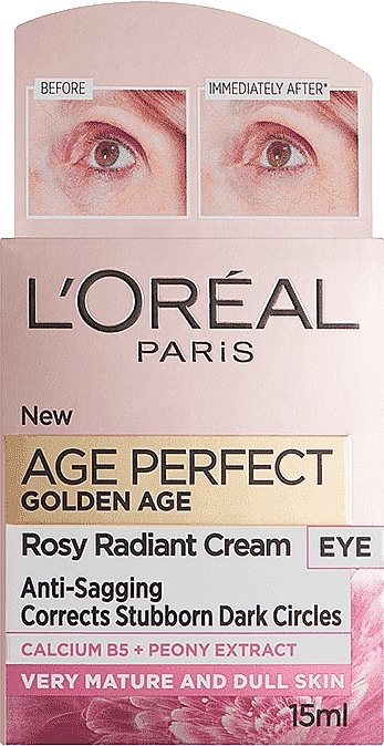 Moisturizing Eye Cream "Rose" - L'Oreal Paris Age Perfect Golden Age Rosy Radiant Eye Cream — photo N1