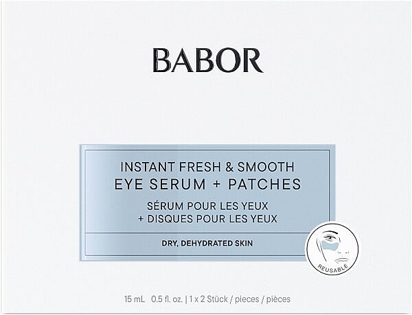 セット - Babor Instant Fresh & Smooth Eye Serum + Patches — photo N1