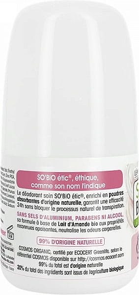 Almond Milk Roll-On Deodorant - So'Bio Etic Organic Almond Milk Deodorant Roll-On — photo N3