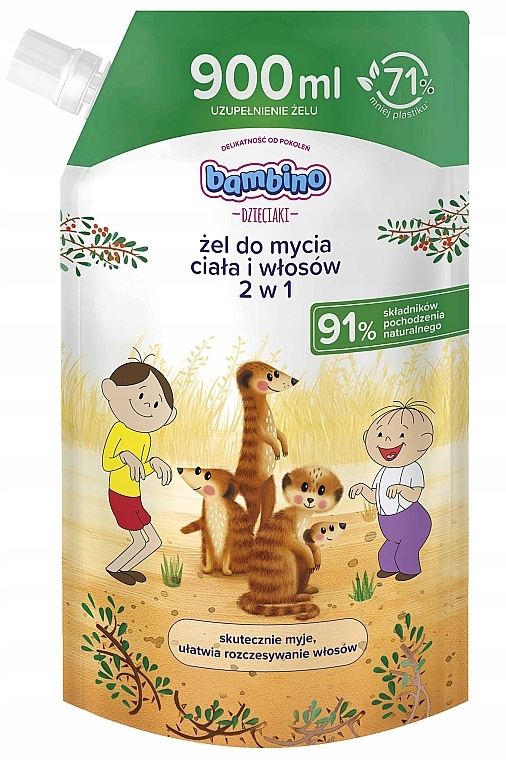 2in1 Kids Shower Gel & Shampoo 'Lelek & Bolek. Meerkats', doypack - Bambino (refill) — photo N1