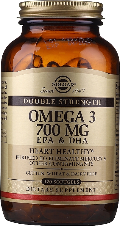 Dietary Supplement "Omega-3" 700 mg EPA & DHA - Solgar Double Strength Omega-3 700 mg EPA & DHA — photo N3