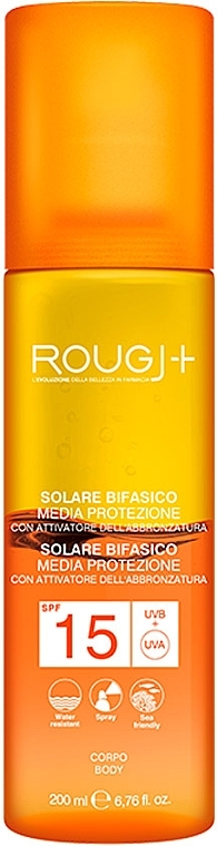 Bi-Phase Sun Lotion SPF 15 - Rougj+ Two-Phase Sun Lotion Medium Protection With Tanning Activator SPF 15 — photo N2