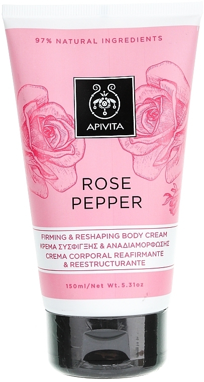 Firming Correcting Pink Pepper Body Cream - Apivita Rose Pepper Firming & Reshaping Body Cream — photo N2