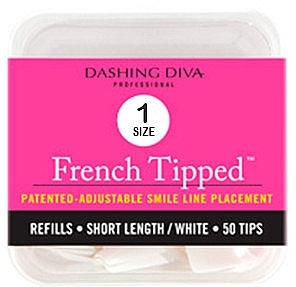 Short Nail Tips "French" - Dashing Diva French Tipped Short White 50 Tips (Size 1) — photo N1