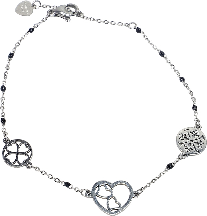 Women Bracelet, heart and two circles, silver - Lolita Accessoires — photo N1