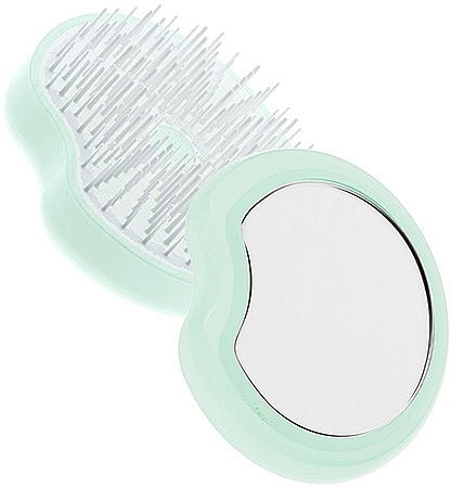 Compact Hair Brush with Mirror, mint - Janeke Compact and Ergonomic Handheld Hairbrush With Mirror — photo N1