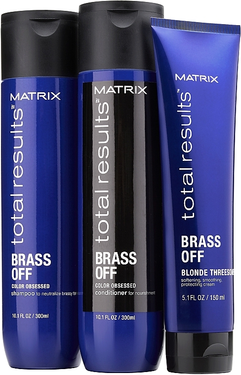 Leave-In Deep Nourishing & Heat Protection for Blonde Hair - Matrix Total Results Brass Off Blonde Threesome — photo N3