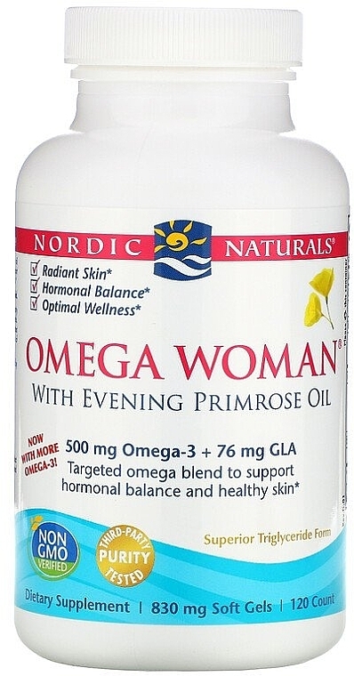 Women Evening Primrose Dietary Supplement "Omega-3" - Nordic Naturals Omega — photo N1