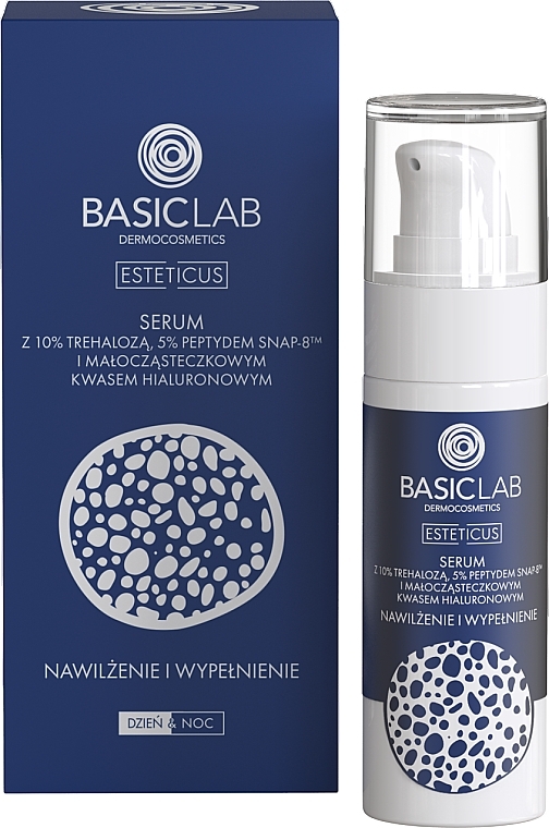 Active Serum with 10% Trehalose, 5% SNAP-8 Peptide & Low Molecular Weight Hyaluronic Acid - BasicLab Dermocosmetics Esteticus — photo N2