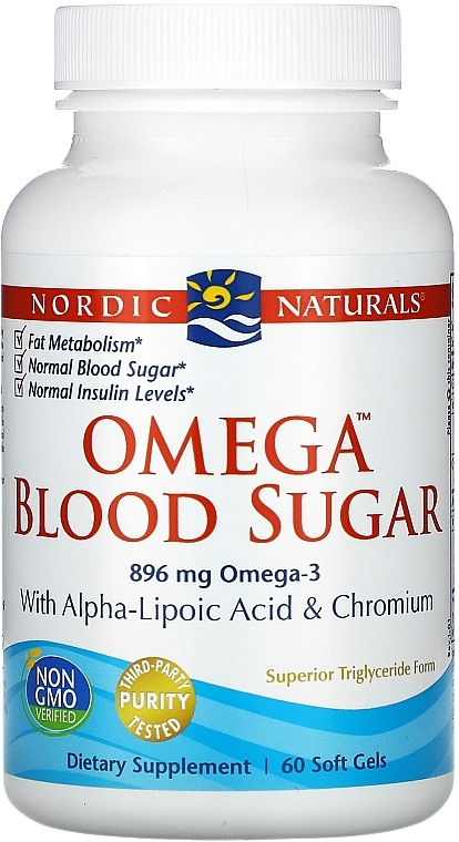 Dietary Supplement "Sugar Control with Omega-3", 896mg - Nordic Naturals Omega Blood Sugar — photo N1