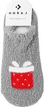 Women Low-Cut Alpaca Socks with Christmas Motif, grey - Moraj — photo N3