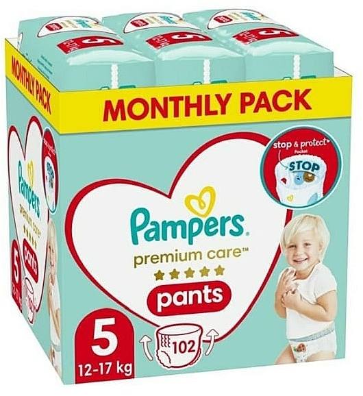Nappy Pants, size 5 (Junior) 12-17 kg, 102 pcs - Pampers Premium Care Pants — photo N1
