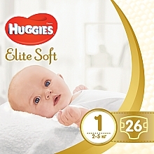Elite Soft 1 Diapers, 2-5 kg, 26 pcs. - Huggies — photo N1