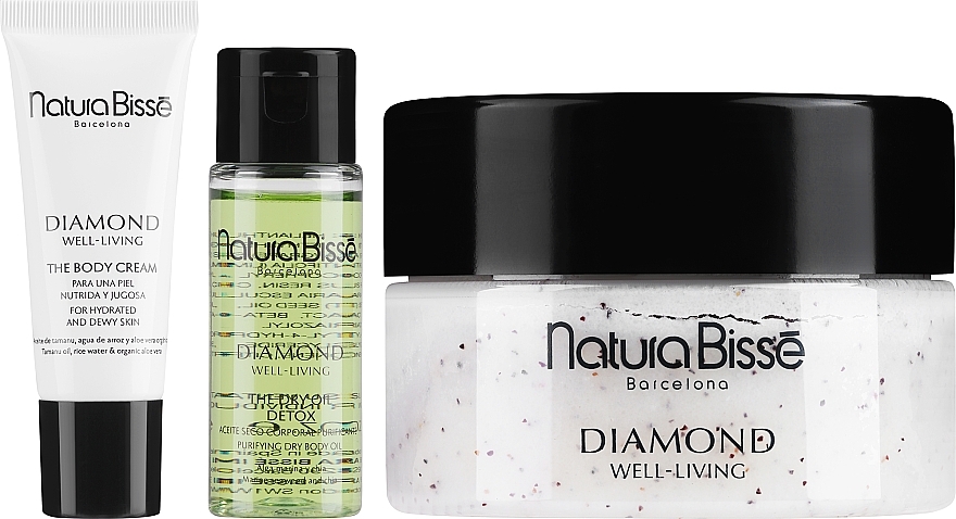 Set - Natura Bisse Diamond Well-Living (b/cr/20ml + dry b/oil/30ml + b/scr/200ml) — photo N1