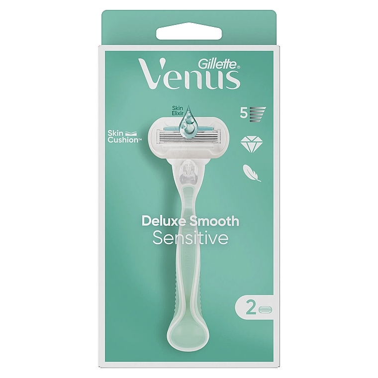 Razor with 2 Refill Cassettes - Gillette Venus Deluxe Smooth Sensitive — photo N1