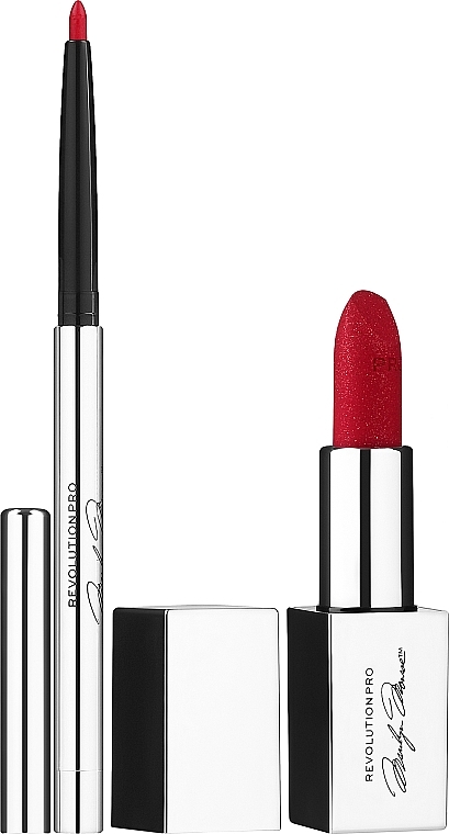 Set - Revolution Pro Set For Lips X Marilyn Red (lipstick/3.6g + lip/pen/0.18g) — photo N2