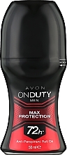 Men Antiperspirant-Deodorant - Avon On Duty Men Max Protection Deodorant Rol On 72H — photo N1