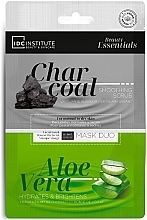 Fragrances, Perfumes, Cosmetics Double Mask with Black Clay and Aloe Vera - IDC Institute Face Mask Duo Charcoal & Aloe Vera