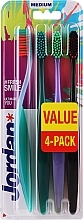 Fragrances, Perfumes, Cosmetics Toothbrush, medium, 4 pcs, turquoise, green, purple, black - Jordan Ultimate You Medium