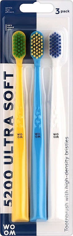 Toothbrush Set, mixed colours, 3 pcs. - Woom 5200 Ultra Soft — photo N1