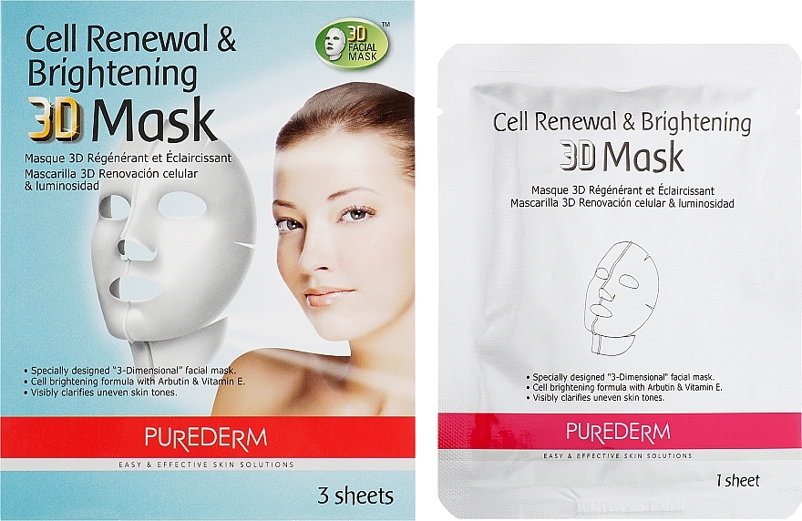 Renewing & Brightening 3D Mask Set - Purederm Cell Renewal & Brightening 3D Mask — photo N1