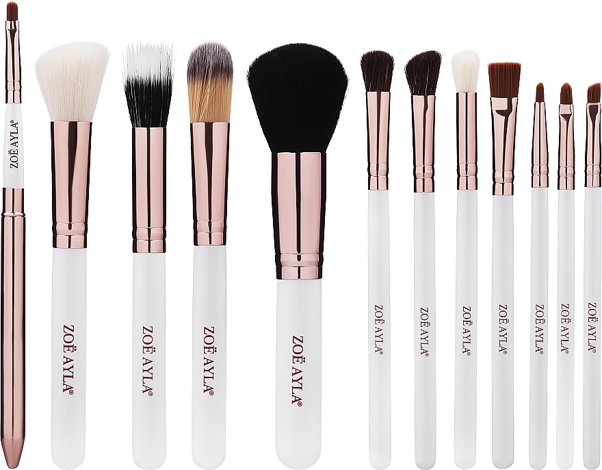 Makeup Brush Set in Case, 12 pcs - Zoe Ayla Cosmetics Professional Brush Set — photo N2