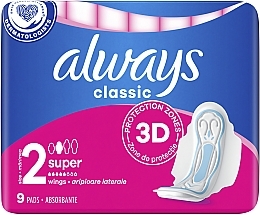 Fragrances, Perfumes, Cosmetics Panty Liners, 9 pcs. - Always Classic Maxi (Super)