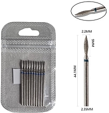 Drop Diamond Nail Drill Bit, 10 pcs. - Deni Carte — photo N3