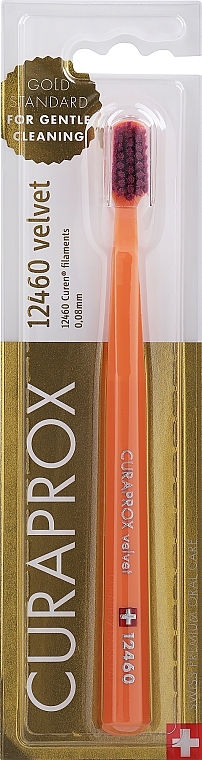 Toothbrush Velvet CS 12460, orange with crimson bristles - Curaprox — photo N1