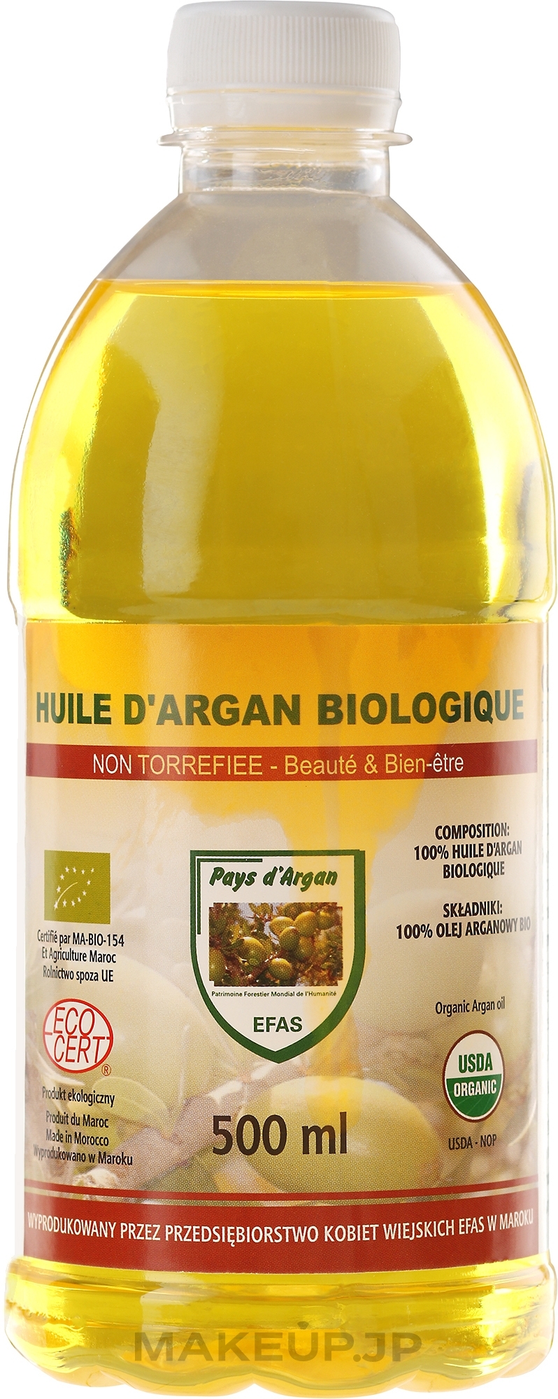 Cosmetic Argan Oil, plastic bottle - Efas Argan Oil 100% BIO — photo 500 ml