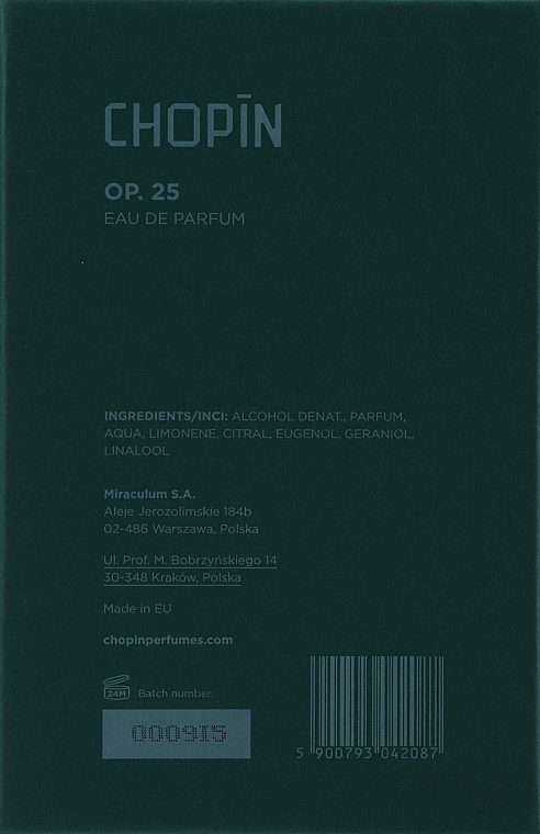 Miraculum Chopin OP. 25 - Eau de Parfum — photo N2